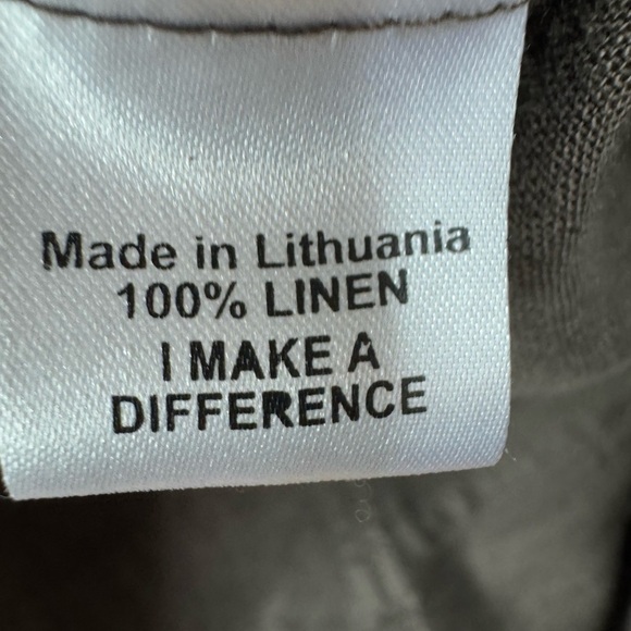 Flax Size Large 100% Linen Brown Button Front Top Jacket Pocket Lagenlook - Picture 5 of 8